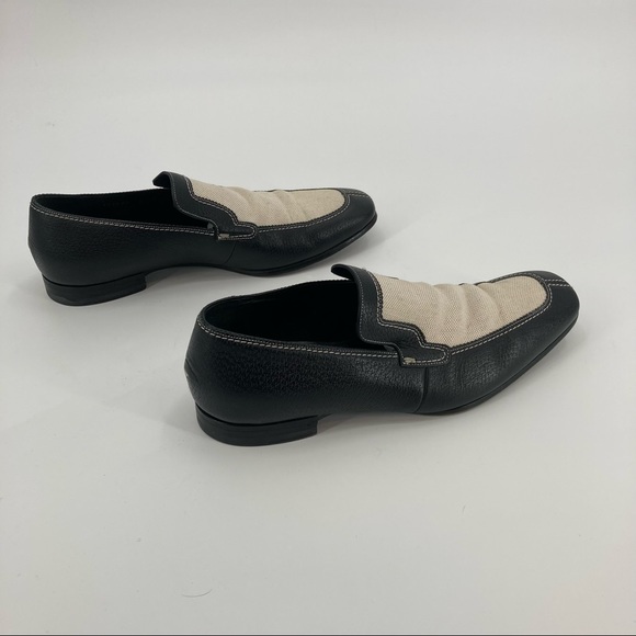 Gucci Men’s Black Leather / White Linen Loafer - Size 8D main image 6